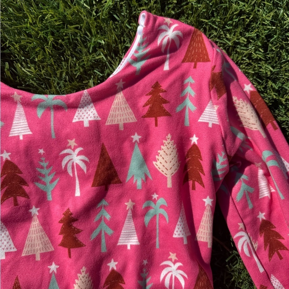 Busybodleos Christmas Tree Long Sleeve Pink Size 7 Leotard - Picture 2 of 4